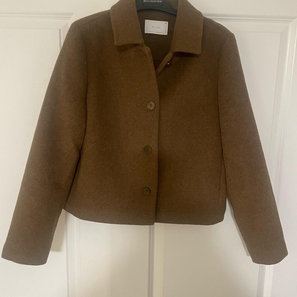 COPY - OAK + FORT Brown Wool Pea Coat